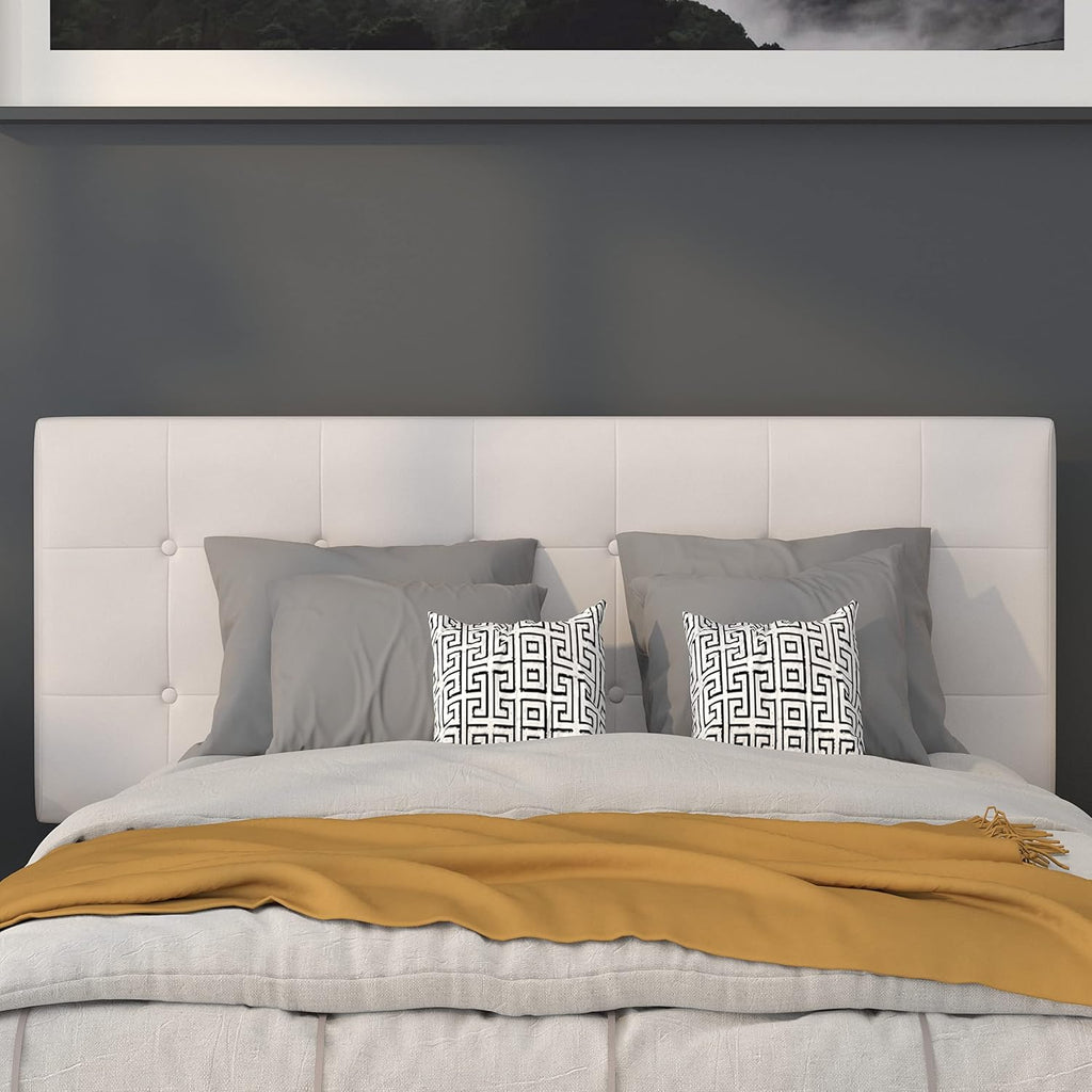 Flash Furniture Lennox Tufted Upholstered Full Size Headboard in White Vinyl