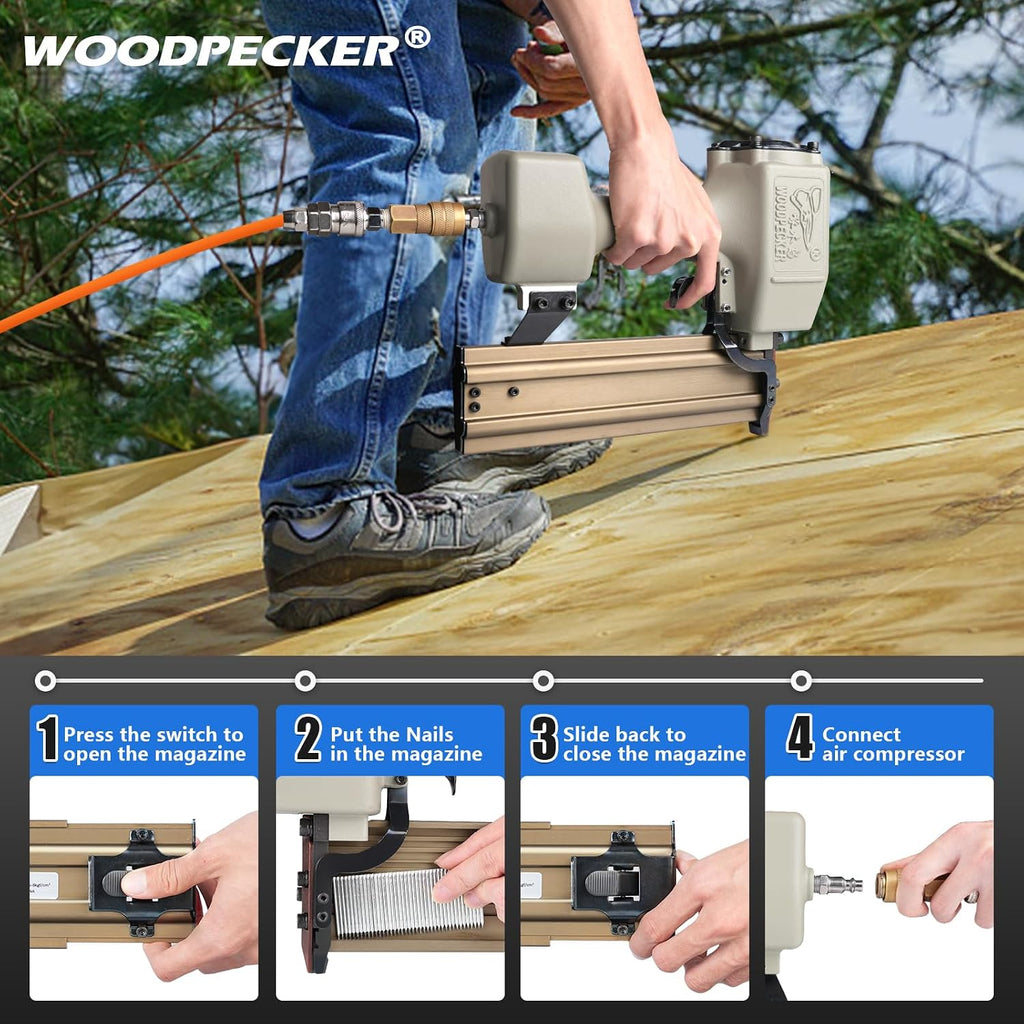 WOODPECKER ST64 Pneumatic Concrete T Nailer Kit with 2-Inch (50mm) T Nails × 800PCS