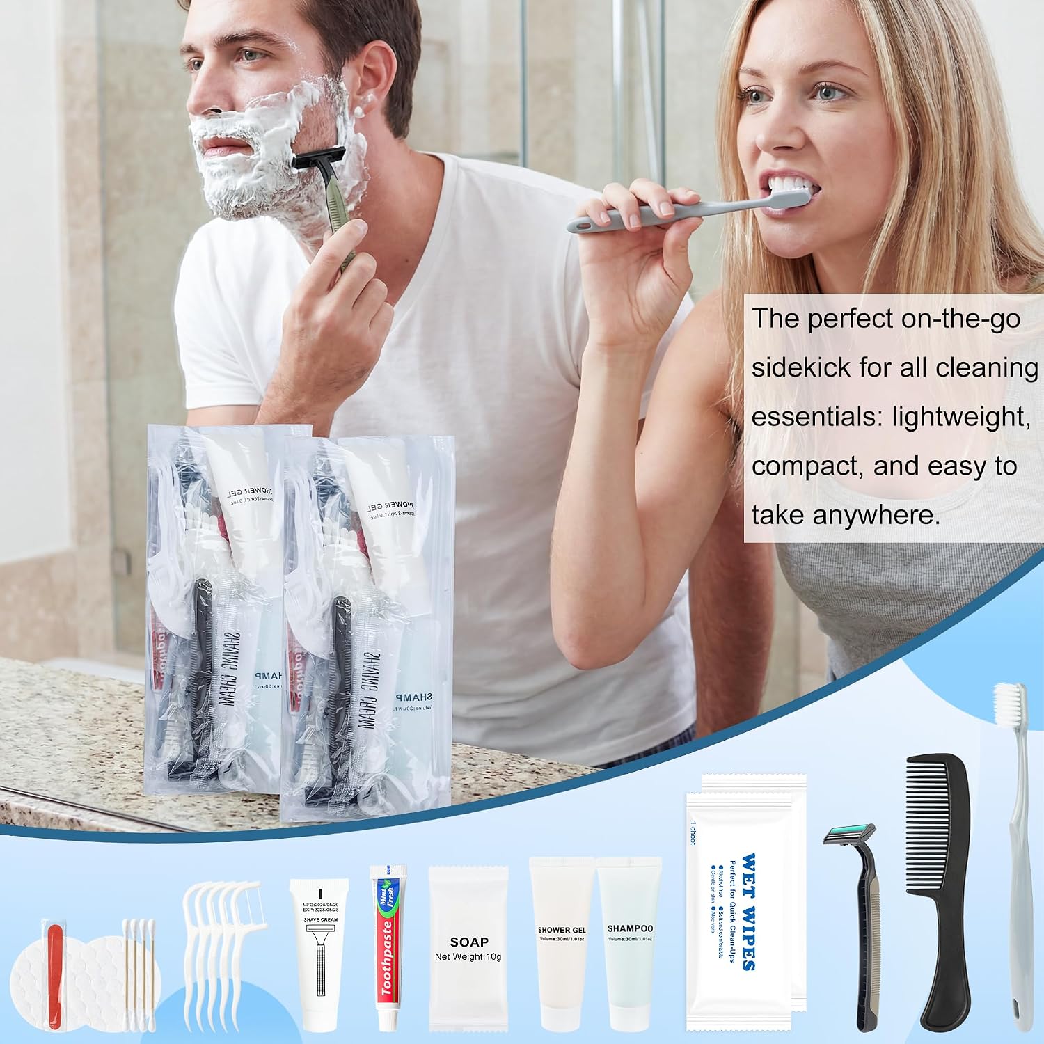 Hygiene Kit, Individually Packaged Convenience Kits In Bulk, Personal Hygiene Kit Suitable for Hotels, Camping, Home Use, And Travel (100-PACK)