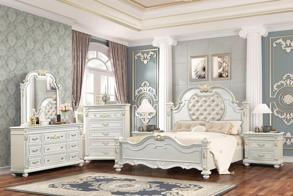 First of a Kind Cosmos Furniture Destiny White Queen 4 Piece Bedroom Set