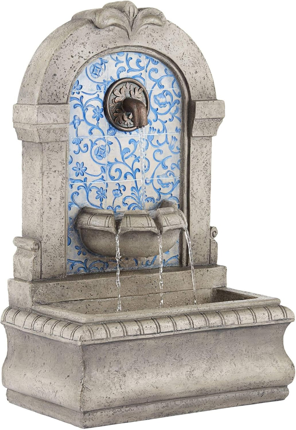 Manhasset 30 1/4' High Large Italian Outdoor Decor Blue Faux Stone Floor Fountain Standing Waterfall Tiered Cascading Water Feature for Outside Garden Patio Yard Backyard Porch Deck - John Timberland