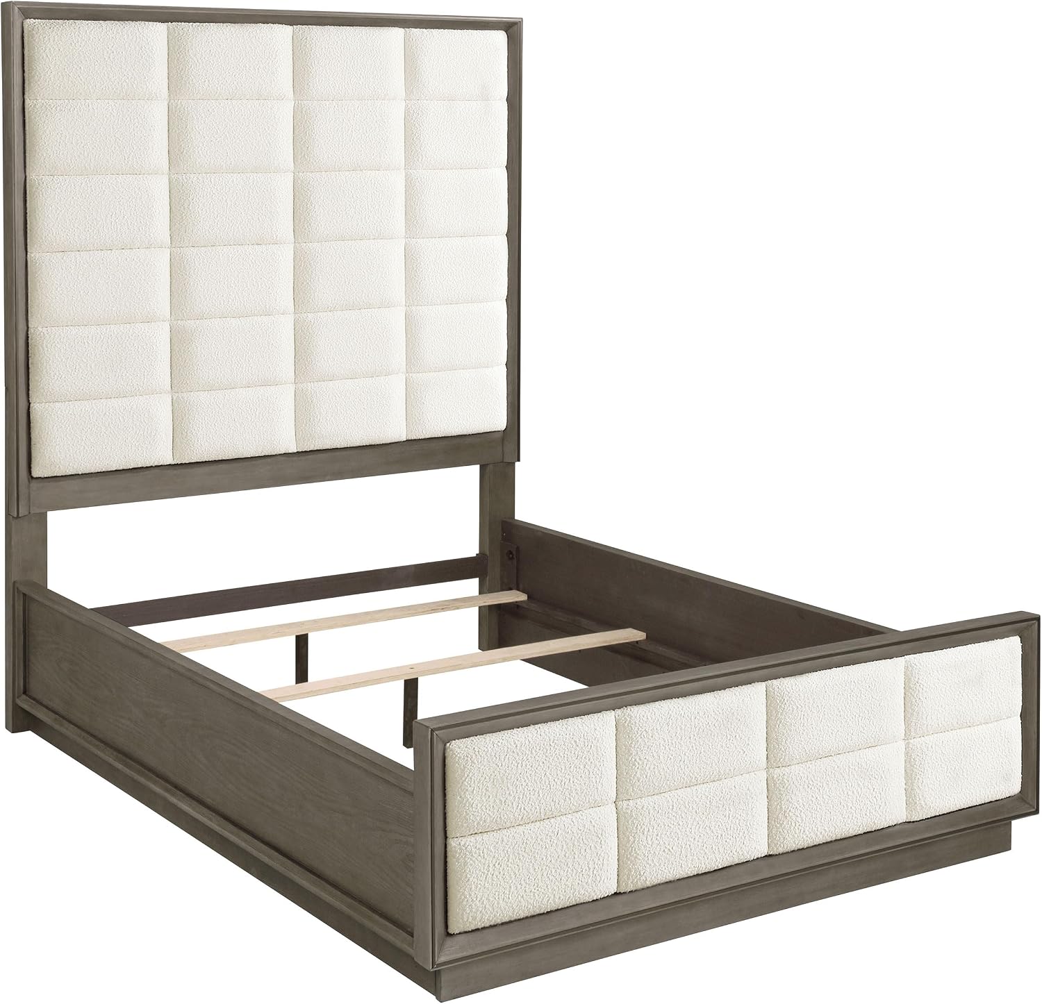 Coaster Home Furnishings Durango Transitional 5-Piece Bedroom Set Boucle Upholstered Queen Size Panel Bed Frame 77-inch Headboard Washed Oak 223271Q-S5