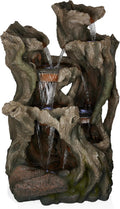 Alpine Corporation WIN1398 Outdoor Cascading Willow Tree Floor Fountain with Cool White LED Lights, 53' Tall
