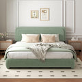 Queen Boucle Platform Bed Frame with Adjustable Headboard, Upholstered Cloud Queen Bed, Anti-Collision Soft Rounded Corners, No Box Spring Needed, Noise Free, Easy Assembly, Green