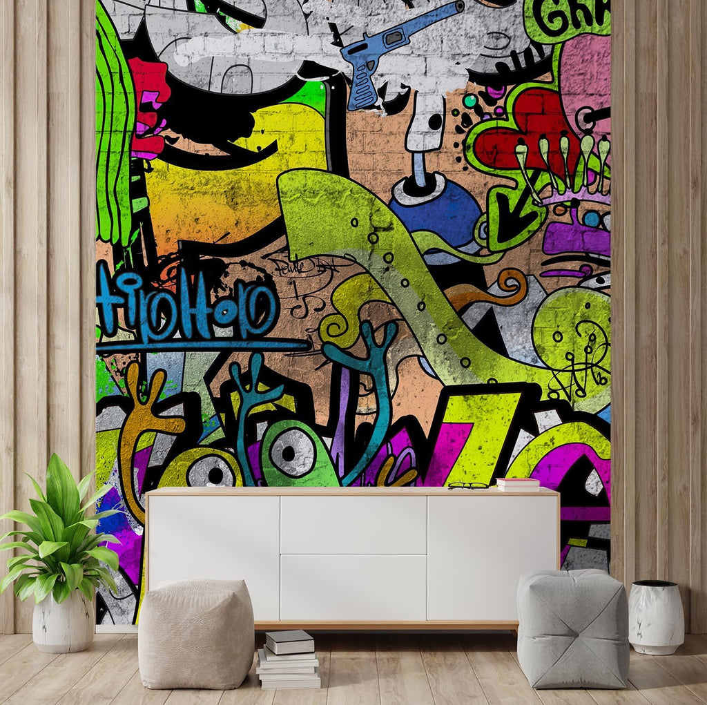 wall26 Colorful Graffiti Large Wall Mural, Removable Peel and Stick Wallpaper, Home Decor - 120x96 inches