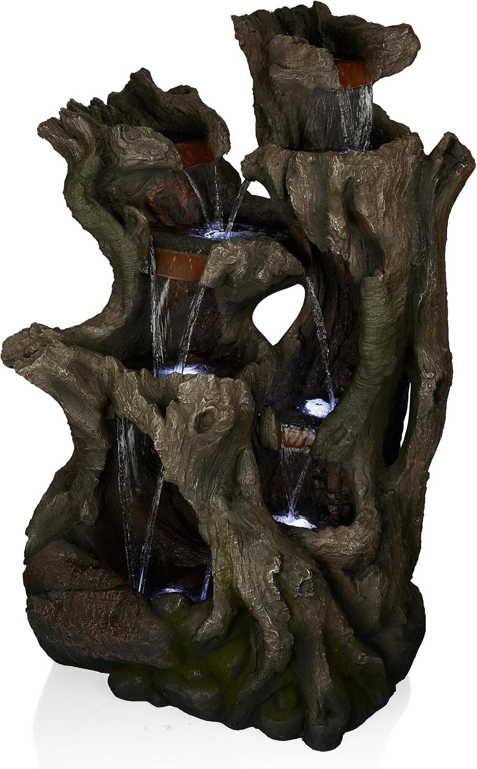 Alpine Corporation WIN1398 Outdoor Cascading Willow Tree Floor Fountain with Cool White LED Lights, 53' Tall