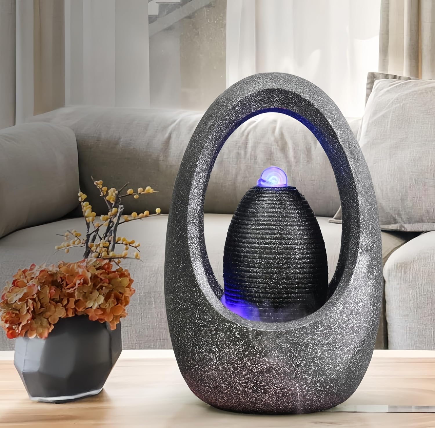 Tabletop Water Fountain Indoor - Water Fountain Decor for Meditation, Relaxation for Yoga, Study, Tea, Living Room, Office, Beauty Club Decor (Extra Large)