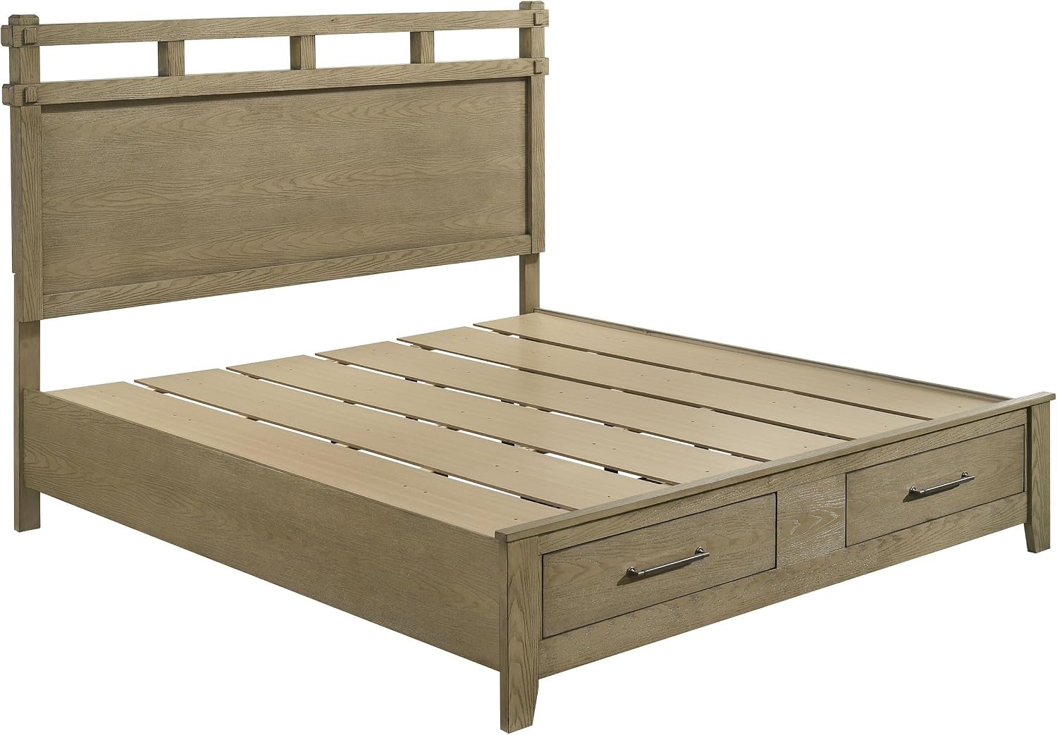 Coaster Home Furnishings - Hazlewood - Wood - 4-Piece Bedroom Set with Storage Bed, Rustic Style, Oak Grain and Round Knobs - Bedroom - Eastern King Size - Vineyard Oak - 207530KE-S4