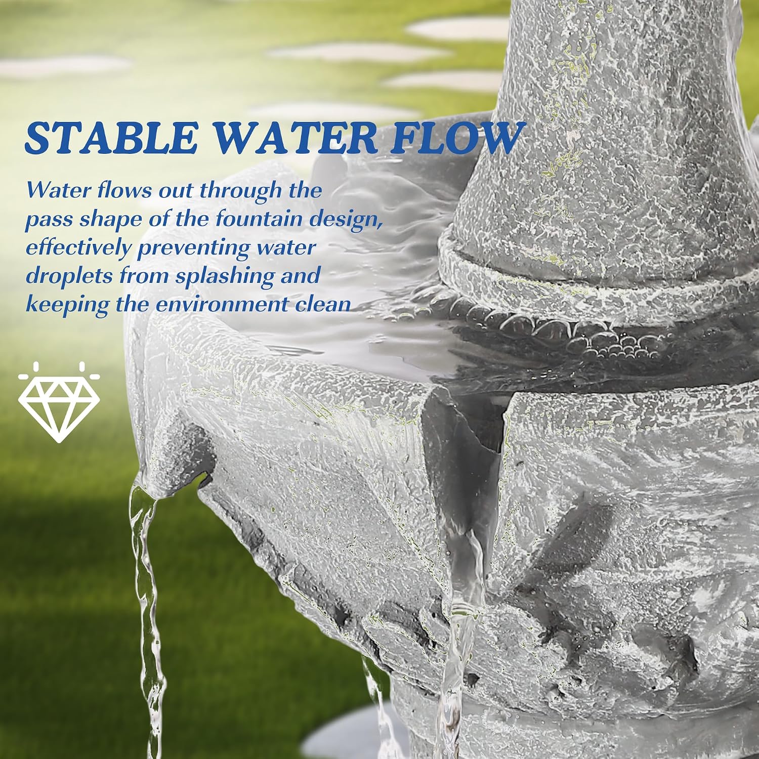 Italian Outdoor Water Fountains Garden Decor - 48.4''H Fountains and Waterfalls Outside, Large Cascading Indoor Floor-Standing Resin Bubbler Fountain Features W/Pump for Patio and Yard