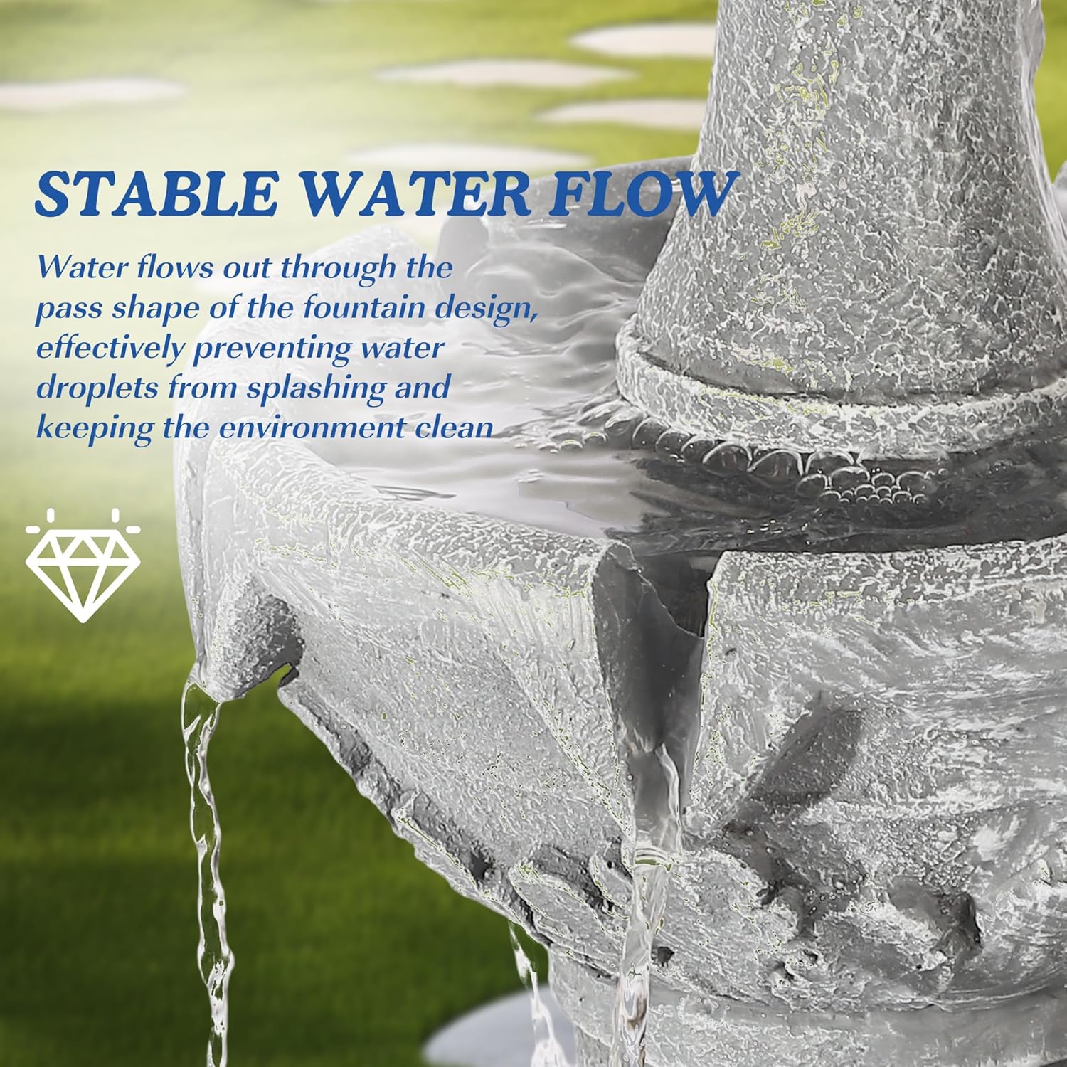 Italian Outdoor Water Fountains Garden Decor - 48.4''H Fountains and Waterfalls Outside, Large Cascading Indoor Floor-Standing Resin Bubbler Fountain Features W/Pump for Patio, Yard (Gray)