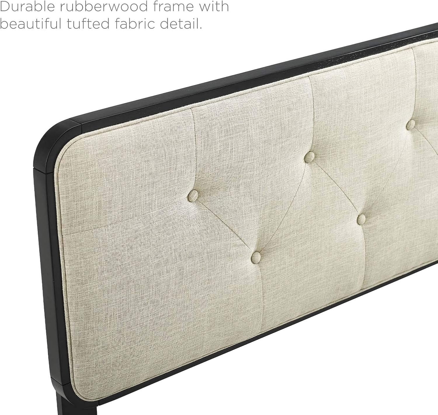Modway MOD-6235-BLK-BEI Collins Tufted King Fabric and Wood Headboard, Black Beige