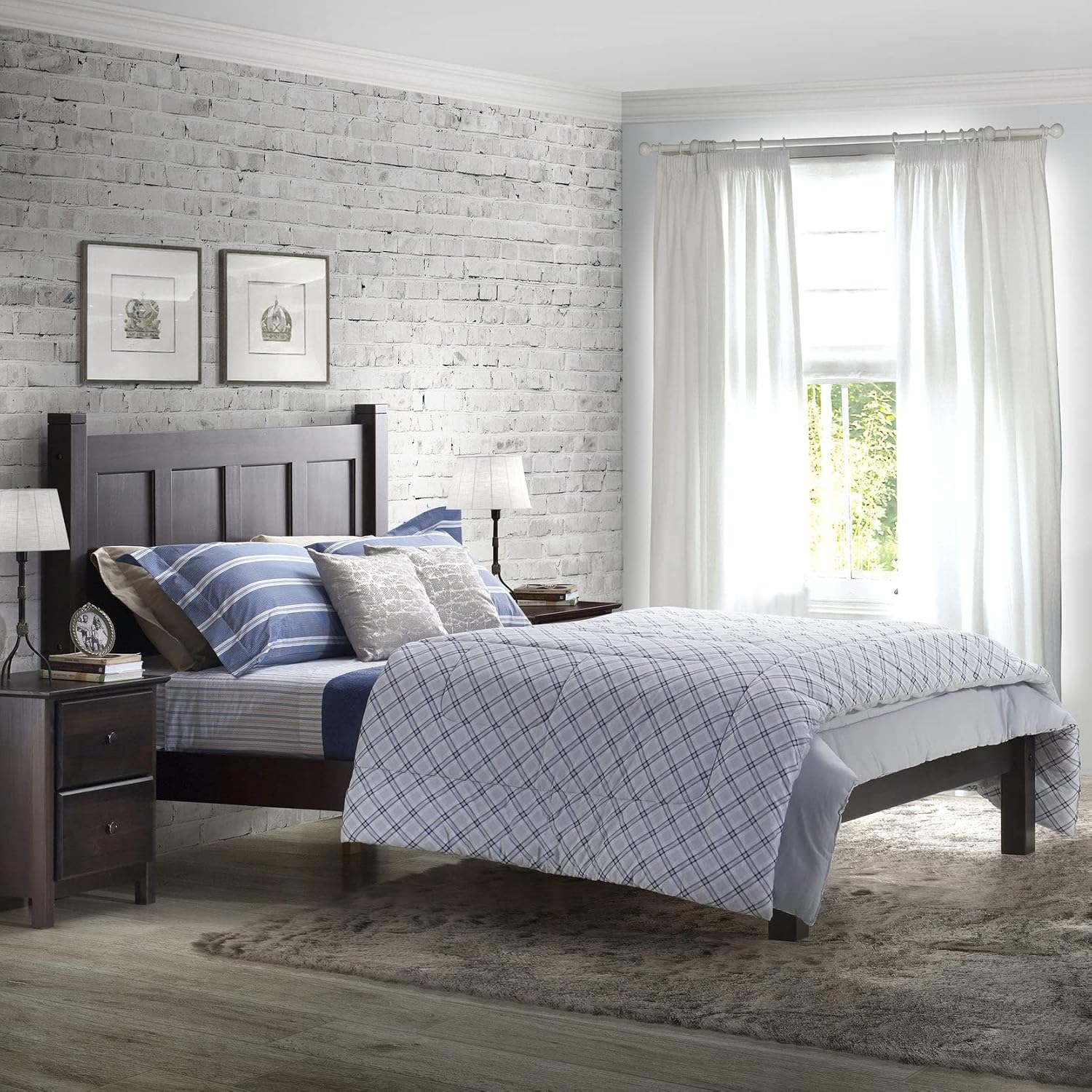 Grain Wood Furniture Shaker Solid Wood Panel Platform Bed, Twin Size, Expresso