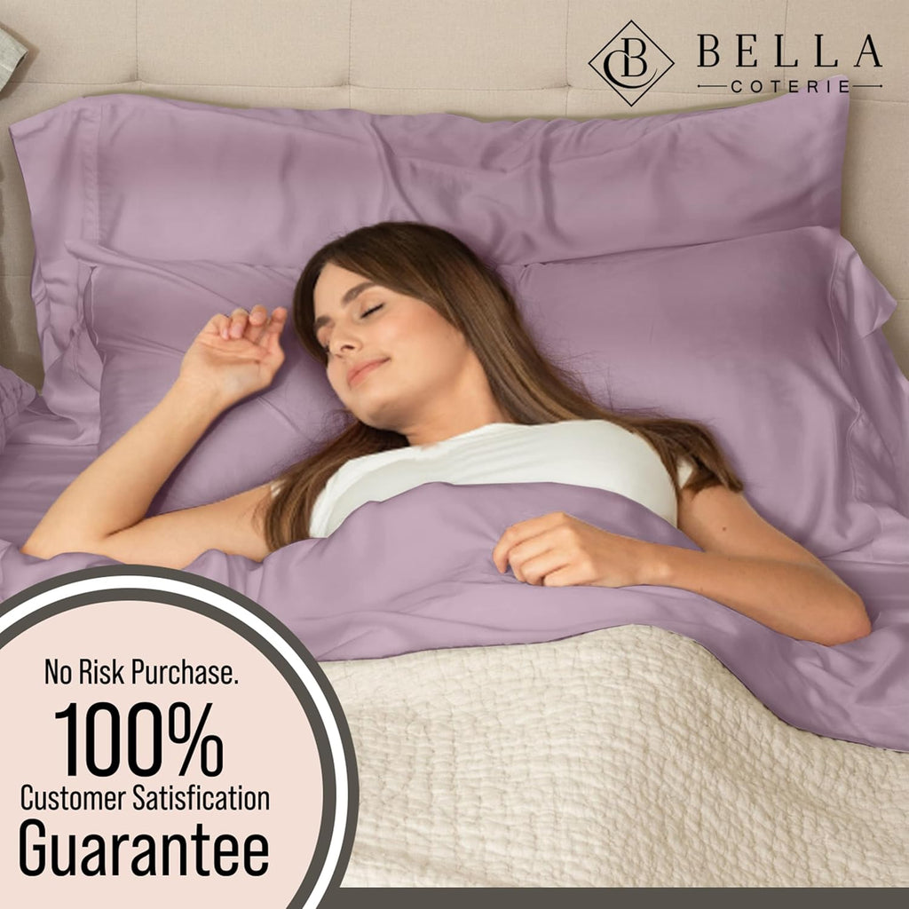 Bella Coterie 6 Piece Luxury Bamboo Viscose King Size Sheet Set | 100% Organically Grown | Cooling for Hot Sleepers | 18' Deep Pocket | Soft & Hypoallergenic | 4 Pillowcases [Lilac]