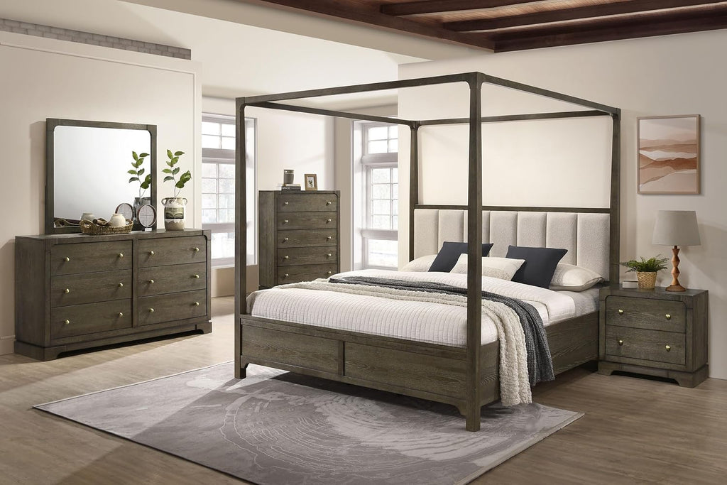 Coaster Home Furnishings Gran Park Modern Classic 5-Piece Bedroom Set Queen Size Canopy Bed Frame 80-inch Headboard Dark Cocoa 224931Q-S5