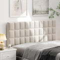 Andeworld Velvet Upholstered Tufted King Size Headboard,Wood Head Board with Metal Legs, Adjustable Height from 42' to 56', Bed Headboard in Modern Design,Backboard for Bed, Beige