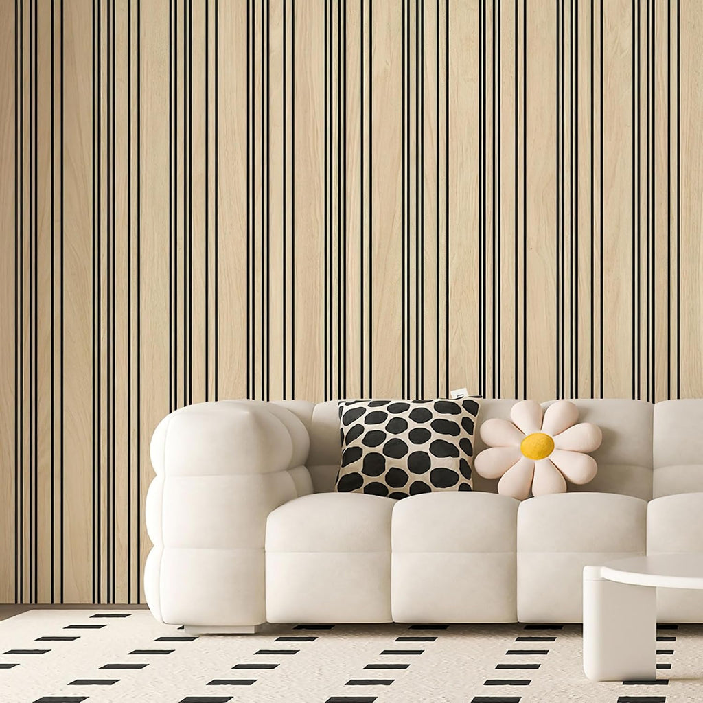 Art3d 4-Pack Glue-On Wall Panels, Wood Grain Texture Interior Wall Decor, 104'x12' Recycled Polystyrene Wainscoting Panels, Low Emission for Living Room Bedroom,Natural Oak