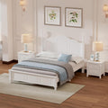 Merax 3 Pieces Modern Wood Bedroom Set with Full Size Platform Bed, 2 Nightstands with Drawers White