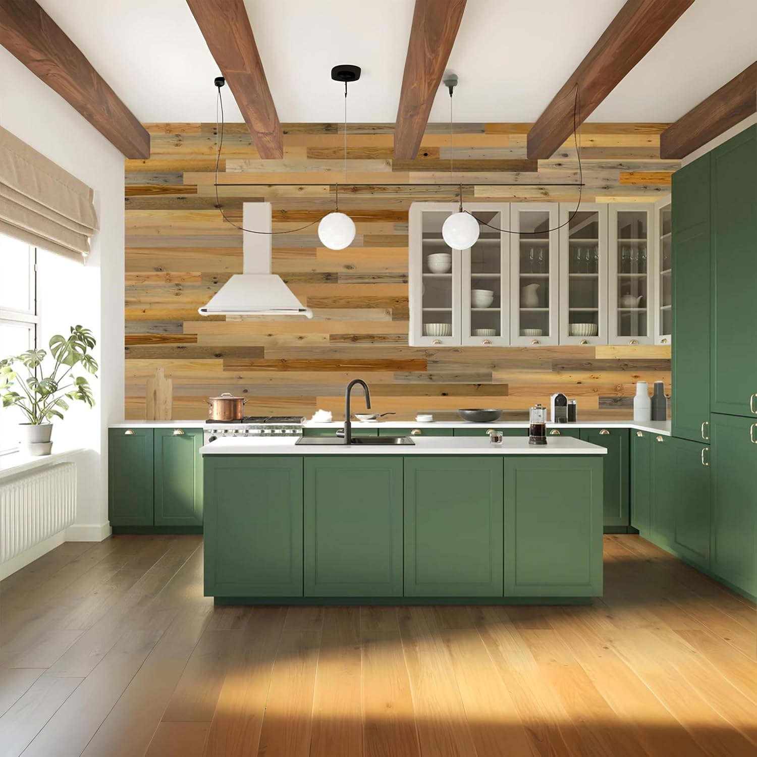 TIMBERCHiC 100% Reclaimed Wood Wall Planks - Made in USA - Peel-and-Stick Panels for Interior Decor - DIY Accent Wall Panels, River Planks (3' x 10 Sq Ft)
