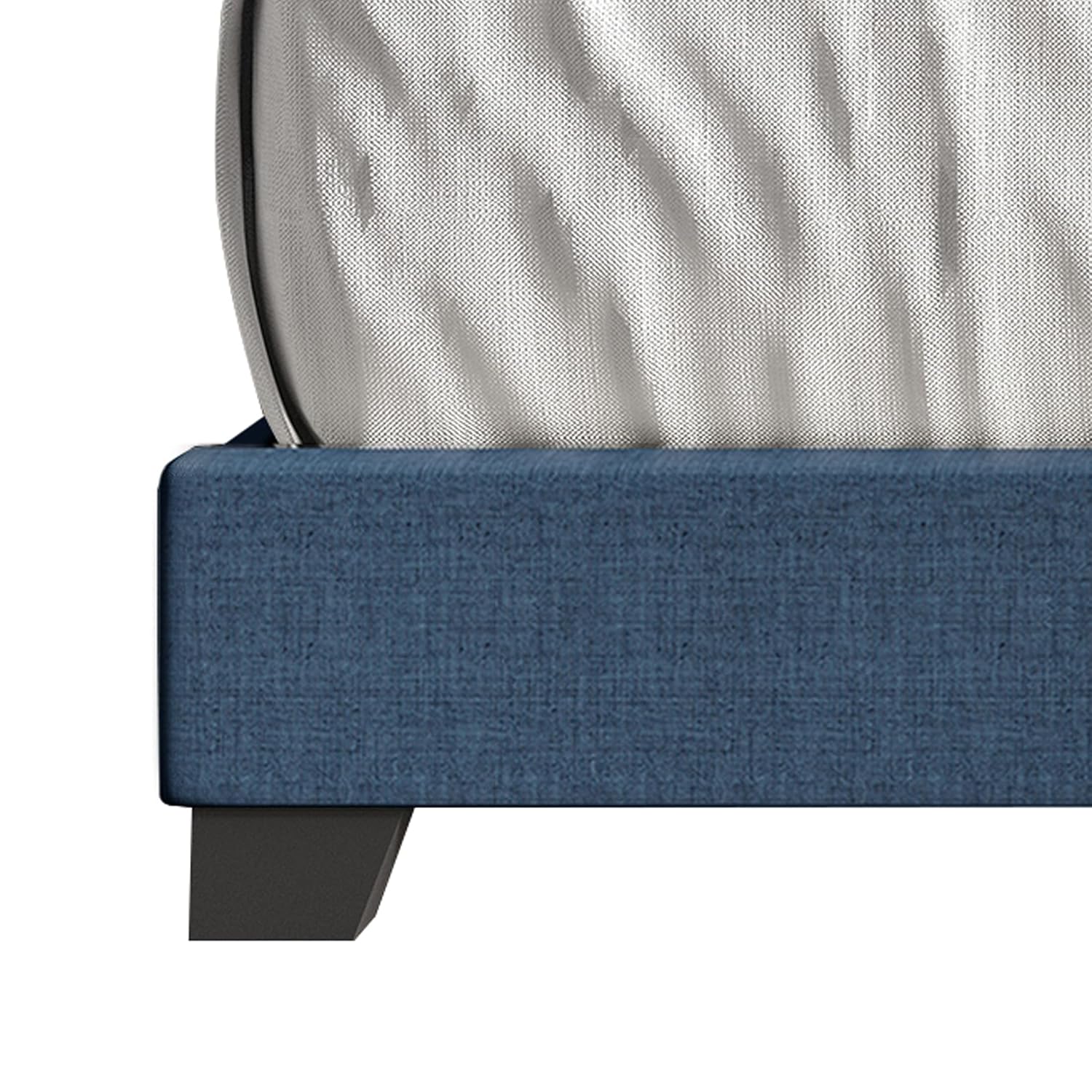 Queen Button Tufted Wingback Linen Upholstered Bed, Blue