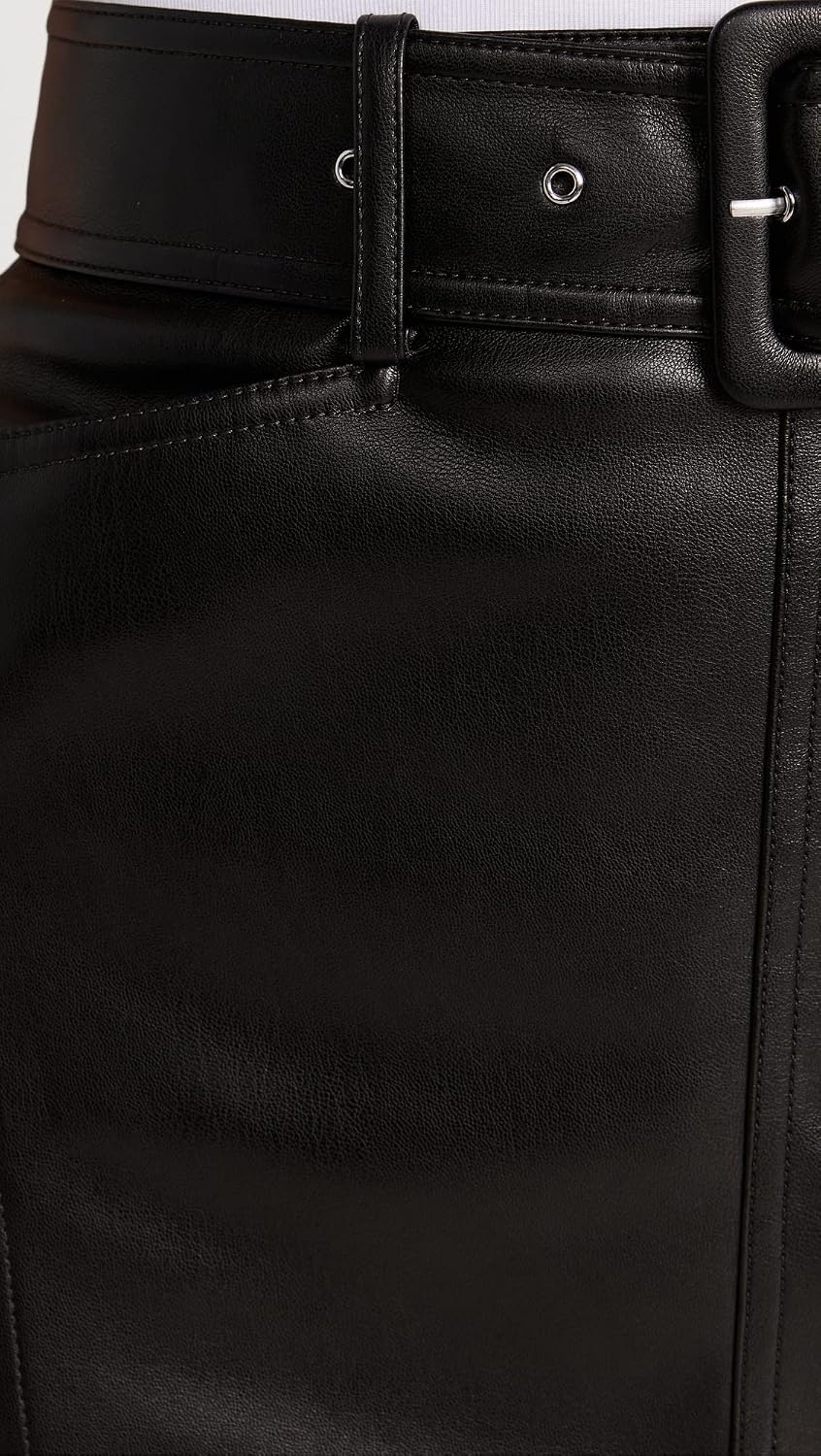 Theory Women's Belted Seam Faux Leather Skirt