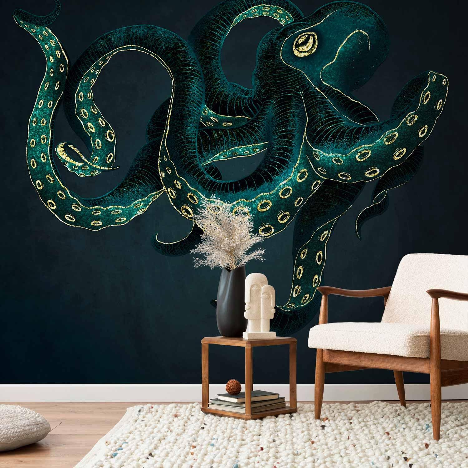 artgeist Premium Wall Mural Ocean 157x110 in - XXL Non-Woven Wallpaper Fleece Wall Decor Photo Print Picture Image Design Underwater Abstract Octopus g-C-10024-a-a