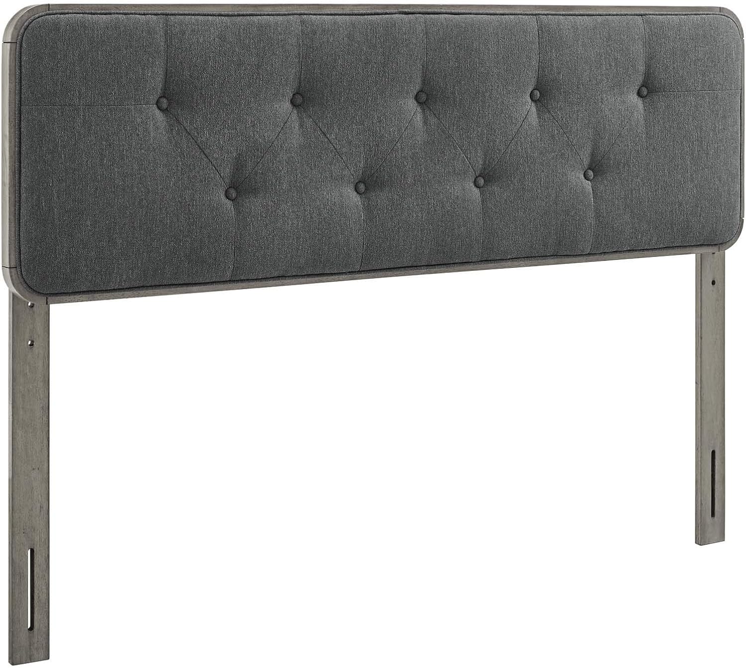 Modway MOD-6235-GRY-CHA Collins Tufted King Fabric and Wood Headboard, Gray Charcoal