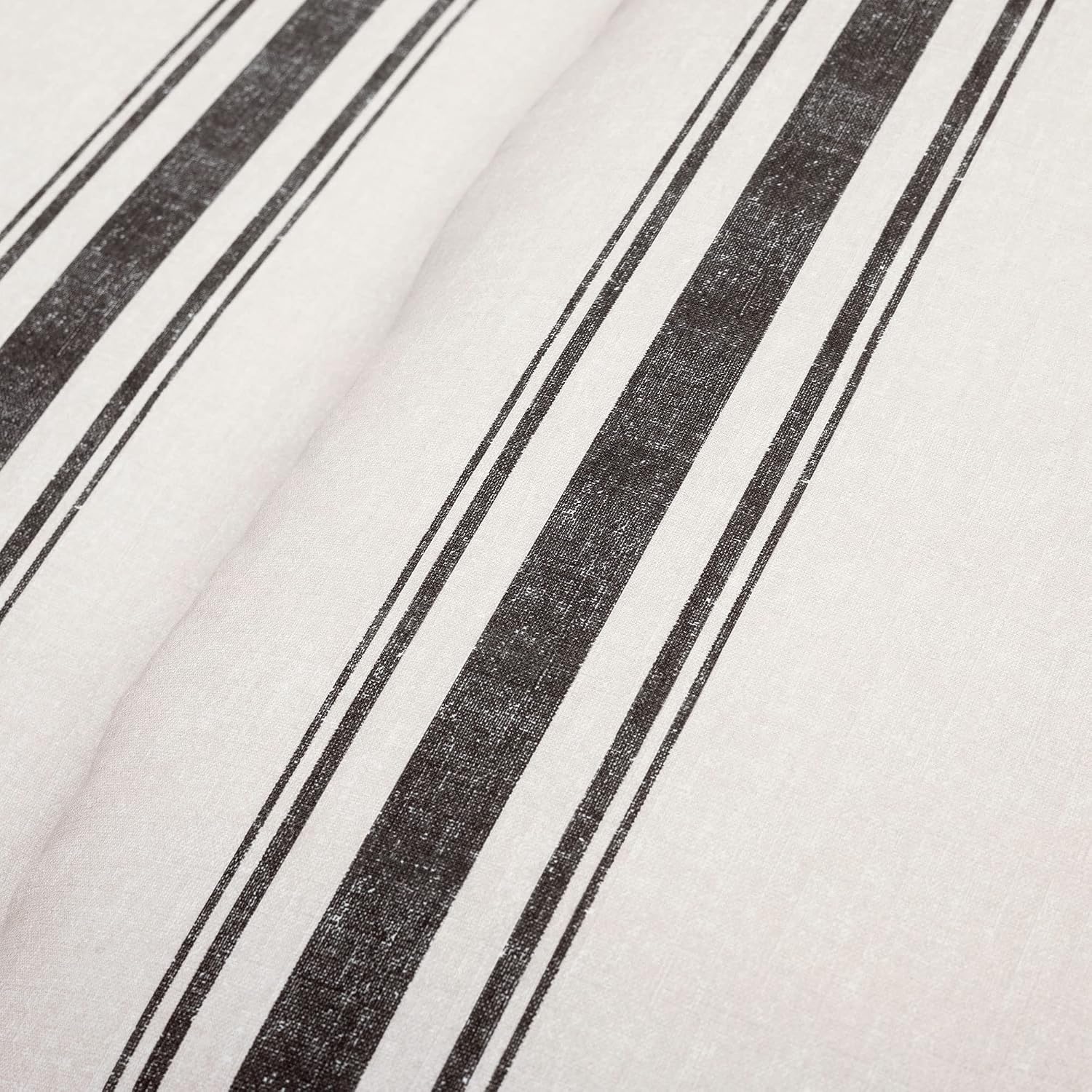 Lush Decor Farmhouse Stripe Reversible Cotton Duvet Cover King Size 3 Piece Set Black - Farmhouse Bedding Set King - Striped Duvet Cover