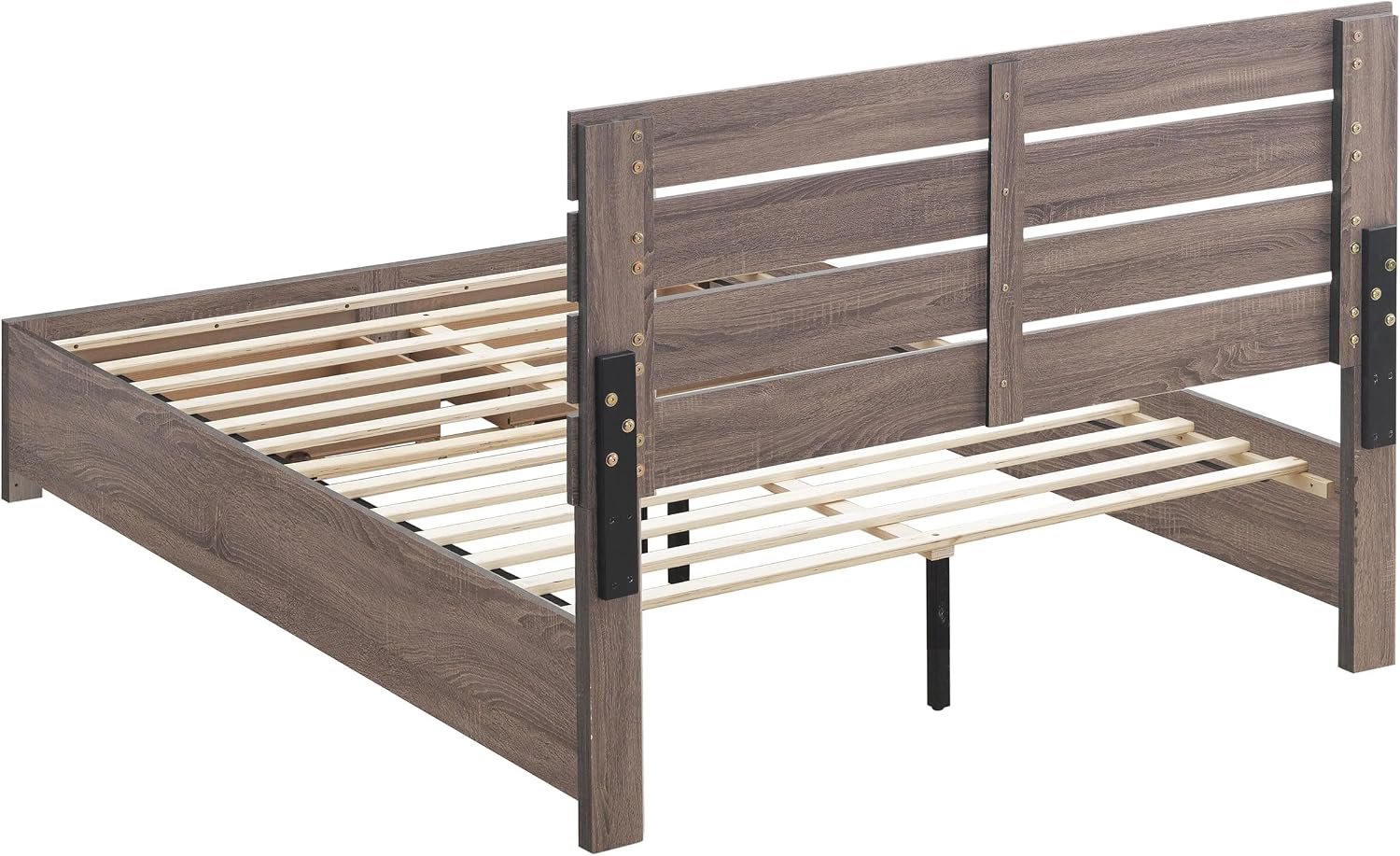 Coaster Home Furnishings Brantford Farmhouse 5-Piece Bedroom Set Queen Size Storage Panel Bed Frame 49-inch Headboard Barrel Oak 207040Q-S5
