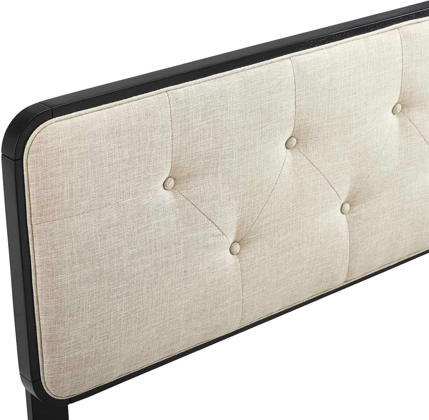 Modway MOD-6234-BLK-BEI Collins Tufted Queen Fabric and Wood Headboard, Black Beige