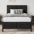 VECELO Twin Bed Frames, Metal Platform Beds with Large Rustic Wooden Headboard, Metal Slats Support, Noise-Free/Easy Assembly, Black