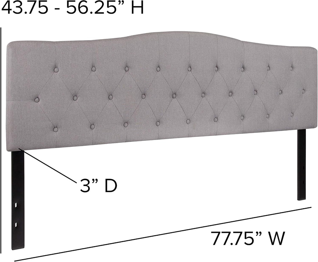 Flash Furniture Cambridge Tufted Upholstered King Size Headboard in Light Gray Fabric