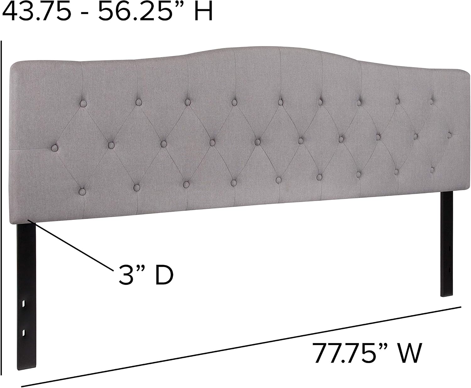 Flash Furniture Cambridge Tufted Upholstered King Size Headboard in Light Gray Fabric