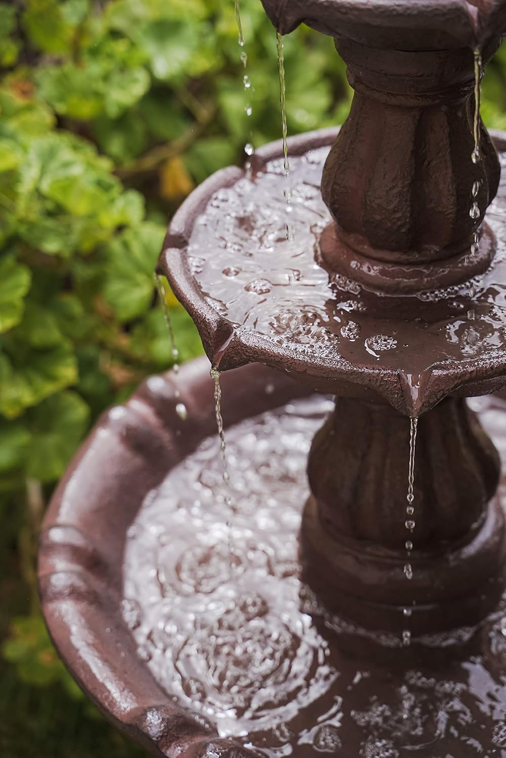 XBrand 3-Tier Freestanding Waterfall Fountain w/Pump & Pineapple Top, 51 Inch Tall, Brown, Large Outdoor Garden Fountain, Ideal for Garden, Porch, and Lawn