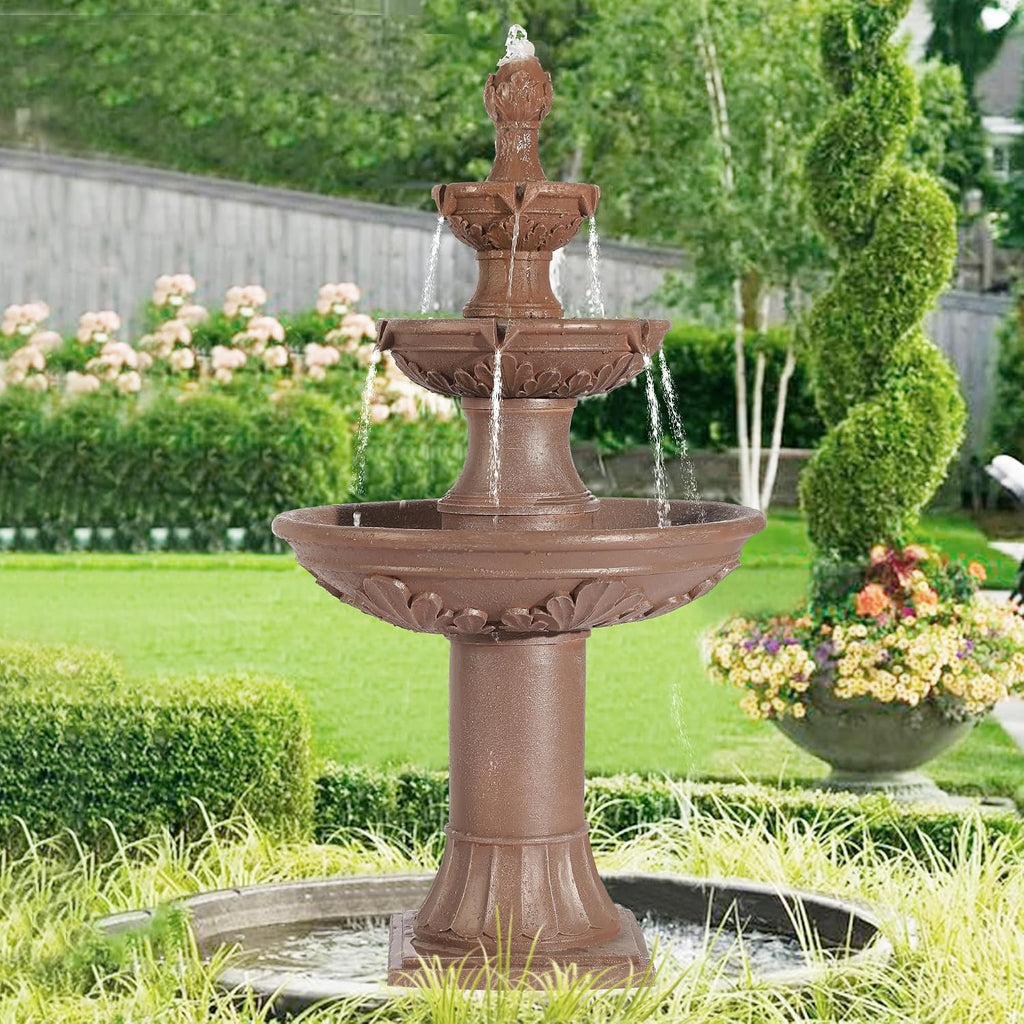 Italian Outdoor Water Fountains Garden Decor - 48.4''H Fountains and Waterfalls Outside, Large Cascading Indoor Floor-Standing Resin Bubbler Fountain Features W/Pump for Patio and Yard