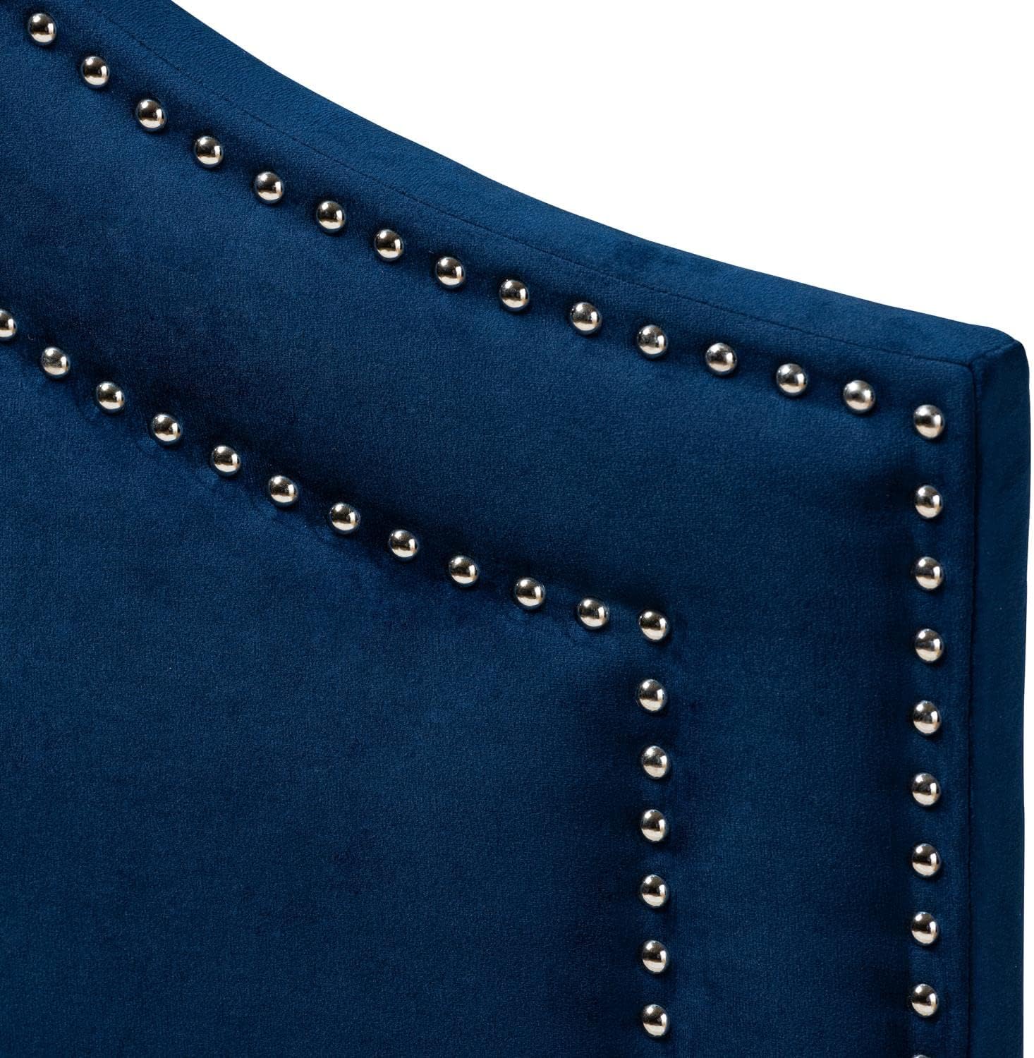 Baxton Studio Avignon Modern and Contemporary Navy Blue Velvet Fabric Upholstered Queen Size Headboard