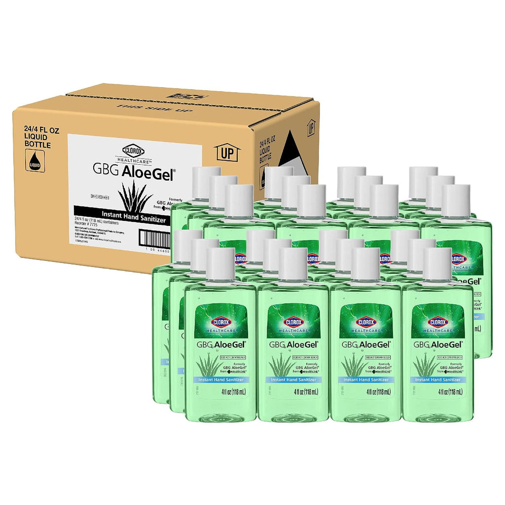 Clorox Healthcare GBG AloeGel Hand Sanitizer Gel, Bleach-Free Moisturizing Sanitizer with 64% Ethyl Alcohol, Aloe Vera and Vitamin E - FDA Registered, Travel Size, 4 Fl Oz - 24 Pack