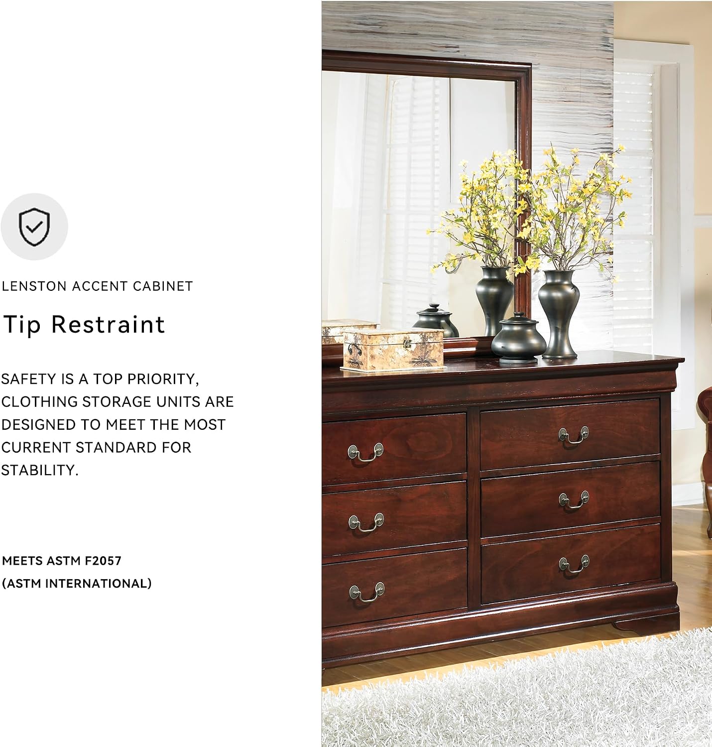 Signature Design by Ashley Alisdair Traditional 6 Drawer Dresser, Dark Brown