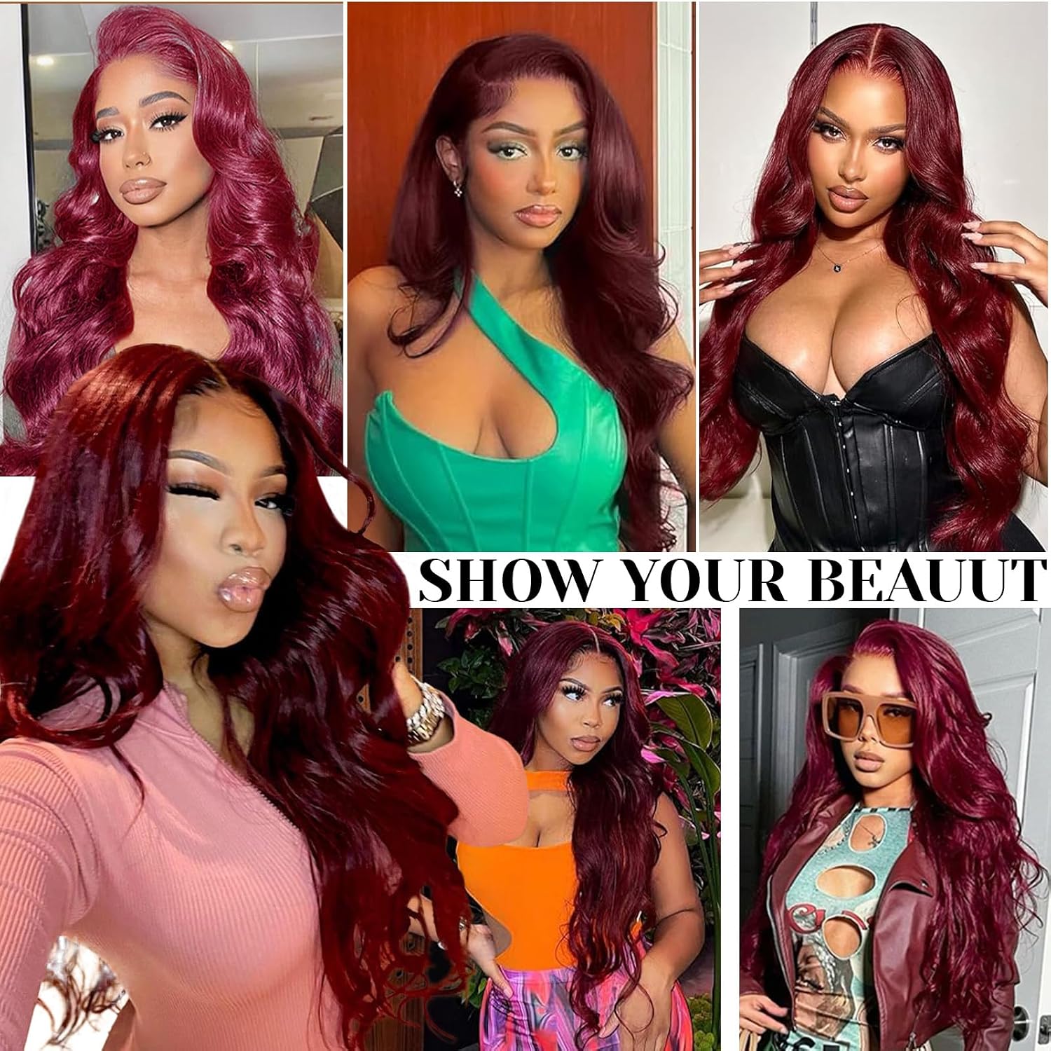 99J Red Body Wave Human Hair Bundles 15A Raw Indian Hair Bundle burgundy Body Wave Bundles Hair Extensions(3 bundles 14 16 18)