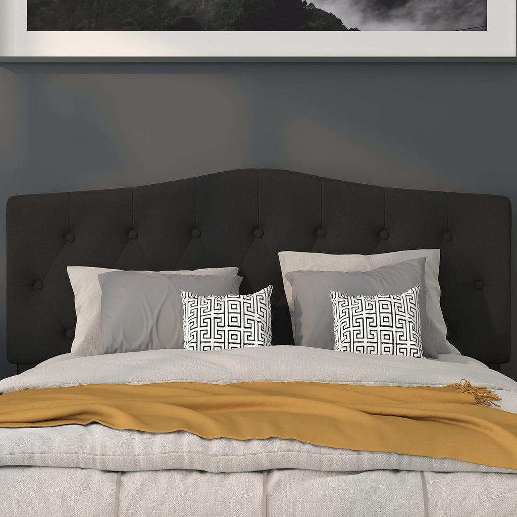 Flash Furniture Cambridge Tufted Upholstered Queen Size Headboard in Black Fabric