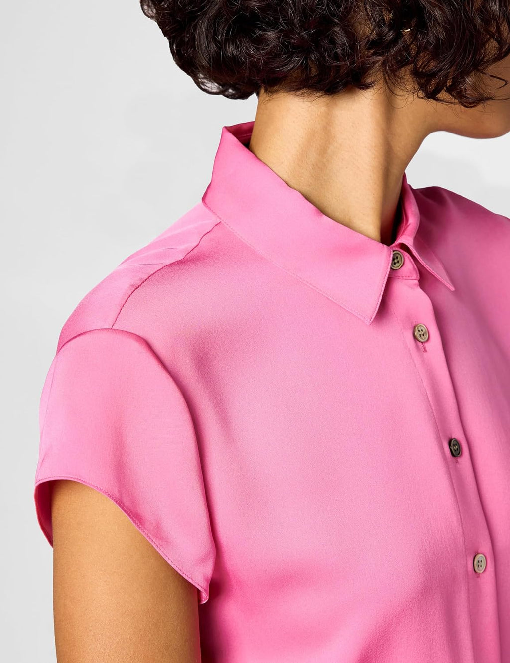 Theory Women's Cap SLV Blouse, Bright Pink, S