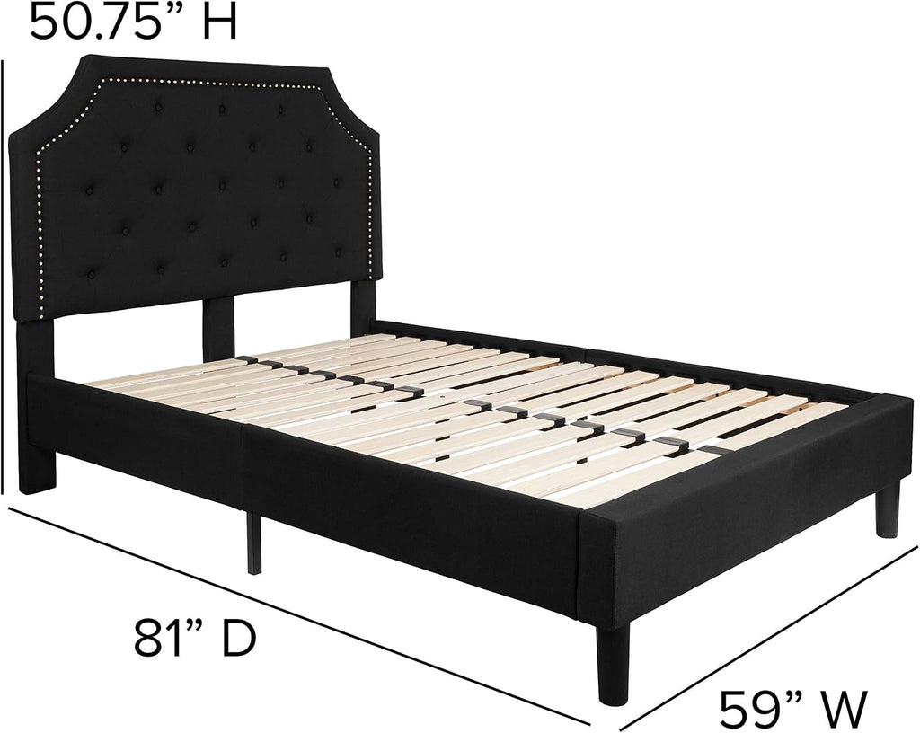Flash Furniture Brighton Full Size Tufted Upholstered Platform Bed in Black Fabric
