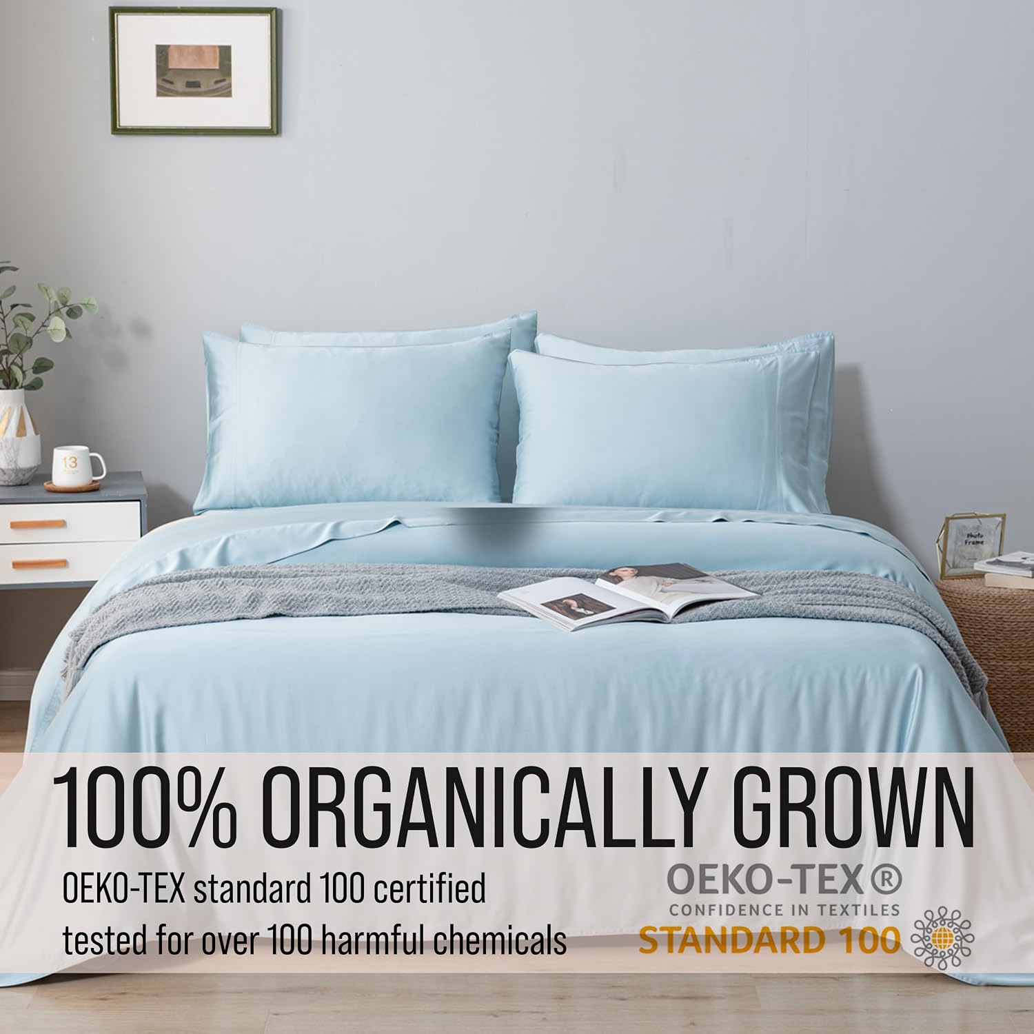 Bella Coterie 6 Piece Luxury Bamboo Viscose King Size Sheet Set | 100% Organically Grown | Cooling for Hot Sleepers | 18' Deep Pocket | Soft & Hypoallergenic | 4 Pillowcases [Coastal Blue]