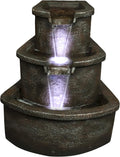 The Marseille Cascading Floor Fountain w/LED Lights: 25' Outdoor Water Feature for Porches, Gardens & Patios. Hand-Crafted Design. HF-B17-25L