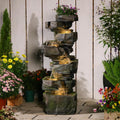 Sunlinua 48.6' H Outdoor Water Fountain with 6 Tiers Large Cascading Realistic Rock Waterfall Fountains with LED Lights Outdoor Water Fountain for Garden Patio Backyard Porch Home Decor