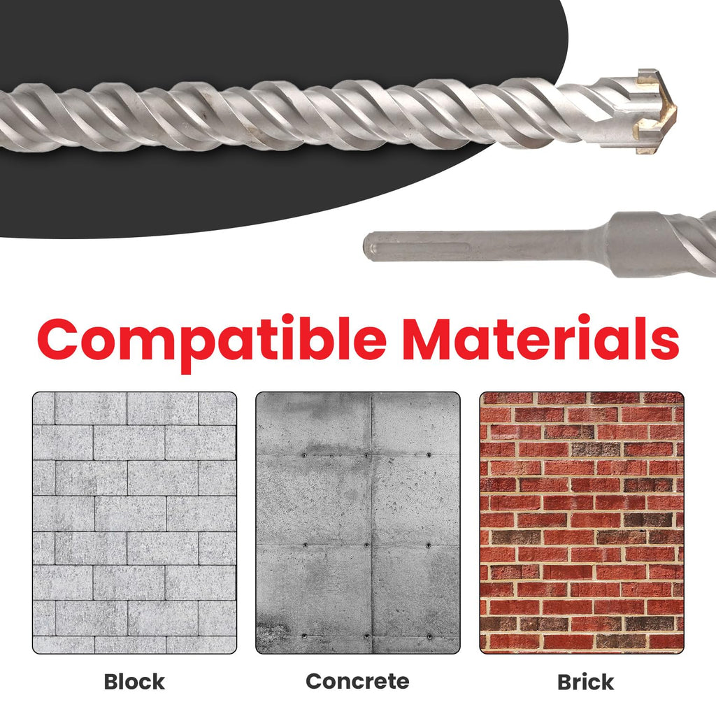 2 in X 24 in SDS MAX Bits, Rotary Hammer, Carbide, Masonry Drill Bits for Concrete, Stone and Brick, SDS MAX Hammer Double Flute, Concrete Drill Bit