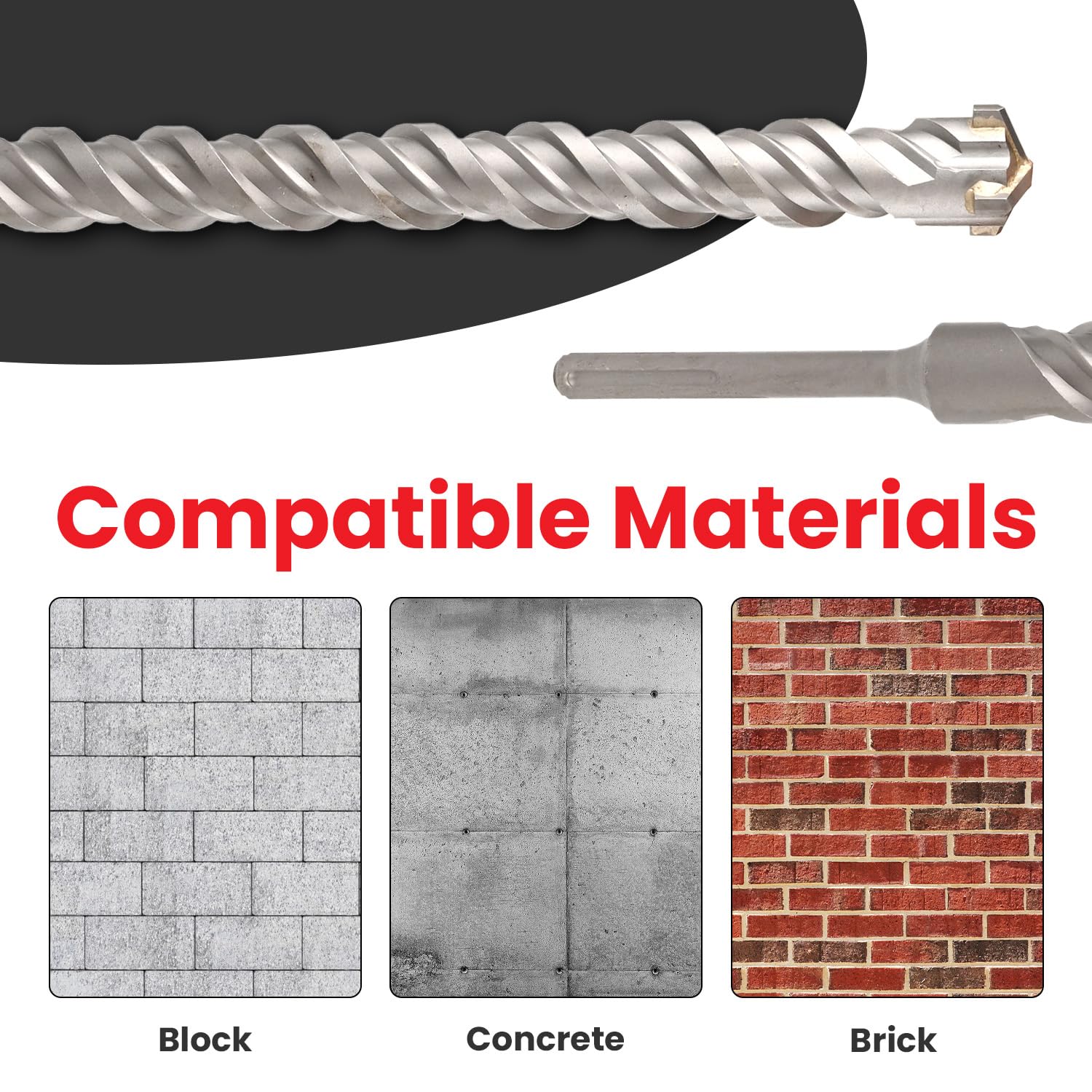 2 in X 24 in SDS MAX Bits, Rotary Hammer, Carbide, Masonry Drill Bits for Concrete, Stone and Brick, SDS MAX Hammer Double Flute, Concrete Drill Bit