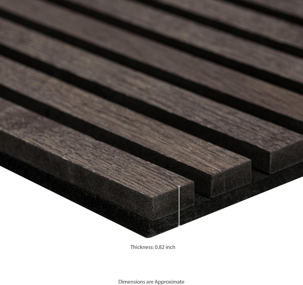 MSI Acoustic Wood Slat Wall Panels for Interior Decor, 3D Fluted Sound Absorbing Wood Paneling for Accent Wall Ceiling Kitchen Living Room Bedroom, Eco-Friendly MDF - 9.5 in. x 94.5 in. - Umber
