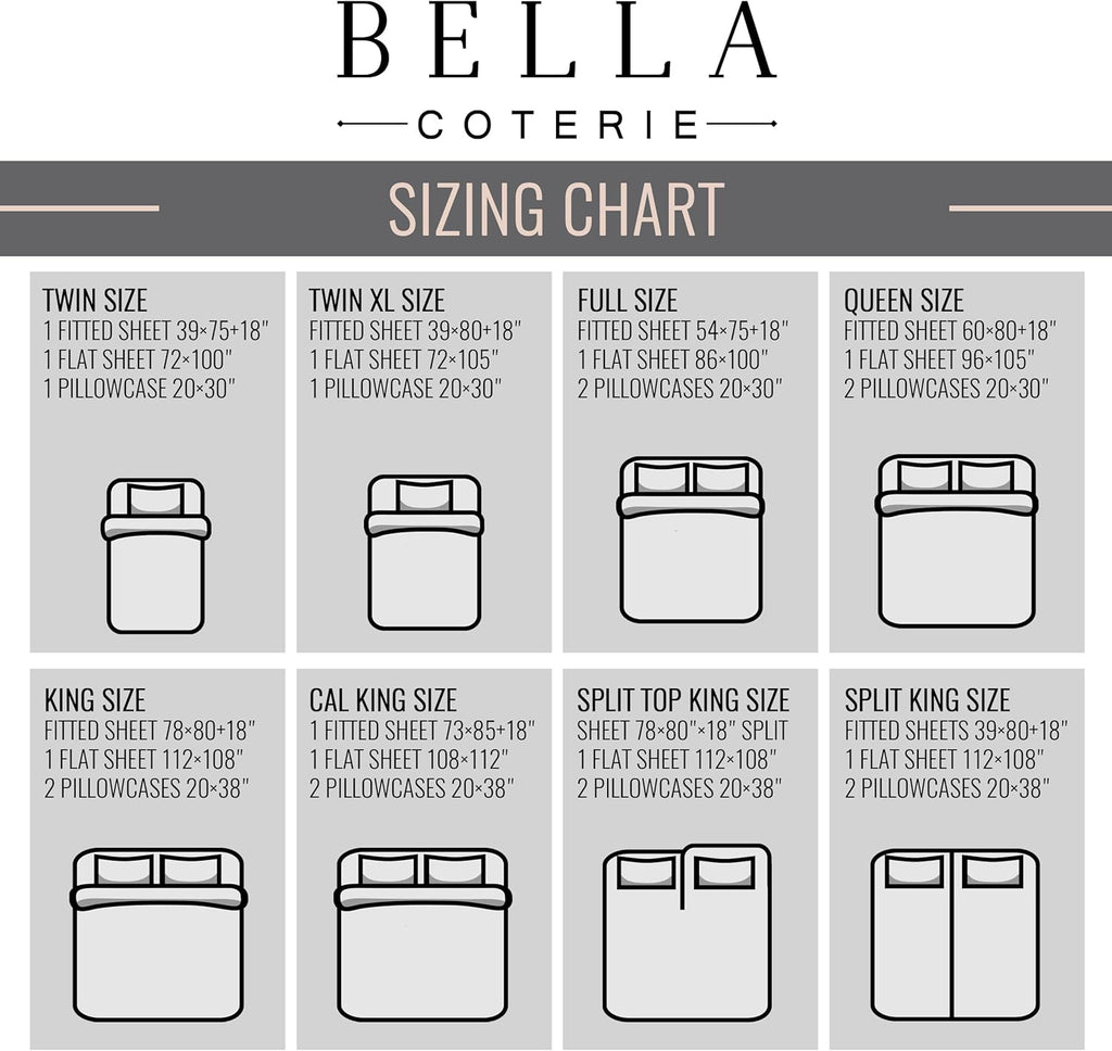 Bella Coterie Luxury Bamboo Viscose 34' Split Top King Size Sheet Set | 1 Fitted Sheet for Sleep Number & Adjustable Beds | 100% Organically Grown | Cooling & Soft | 18' Deep Pocket [Dune]