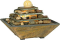 Pyramid 9' High Small Zen Modern Indoor Decor Slate Stone Tabletop Fountain with Light LED Waterfall Feng Shui Ball Water Feature for Desk Relaxation Bedroom Living Room Countertop - John Timberland