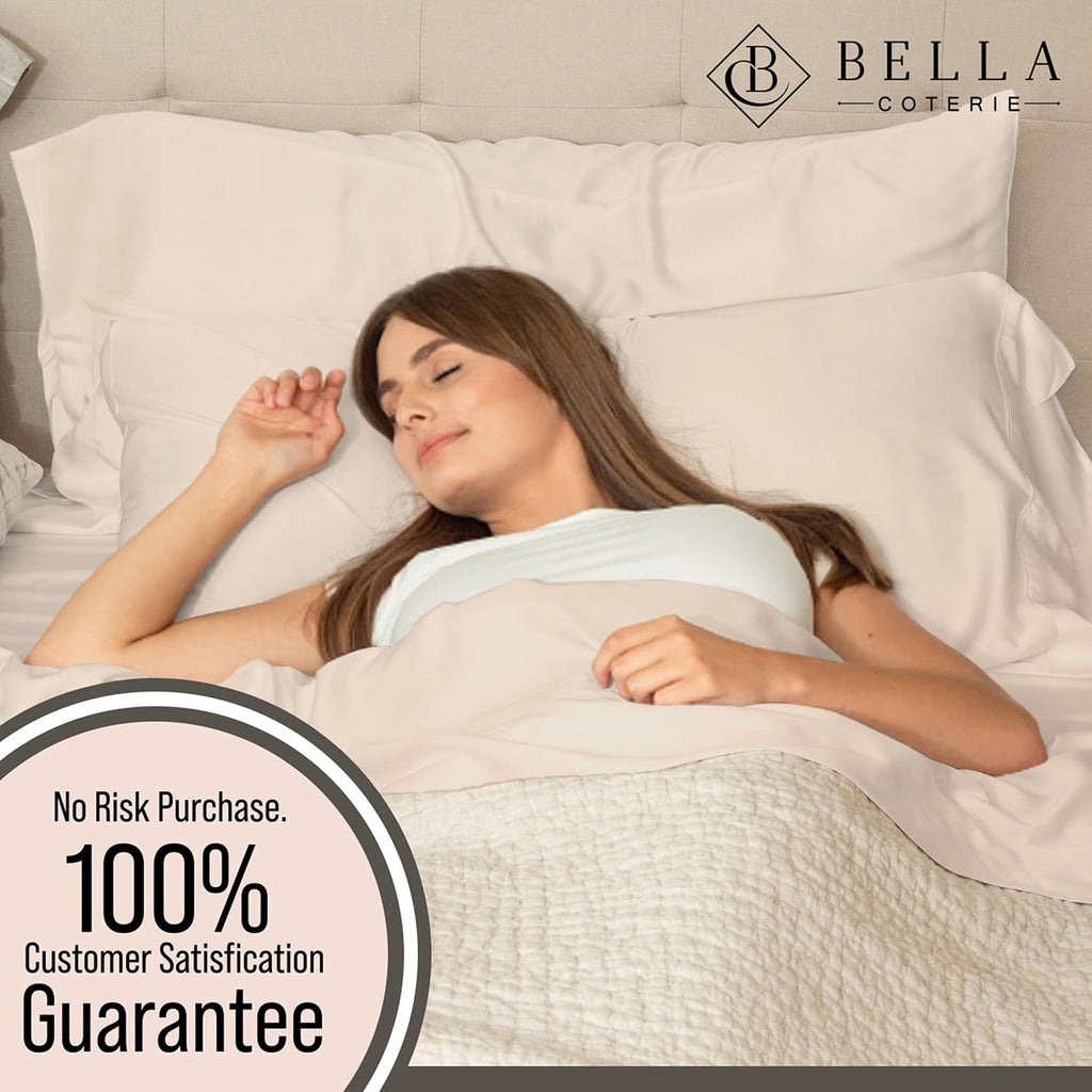 Bella Coterie 6 Piece Luxury Bamboo Viscose King Size Sheet Set | 100% Organically Grown | Cooling for Hot Sleepers | 18' Deep Pocket | Soft & Hypoallergenic | 4 Pillowcases [Champagne]
